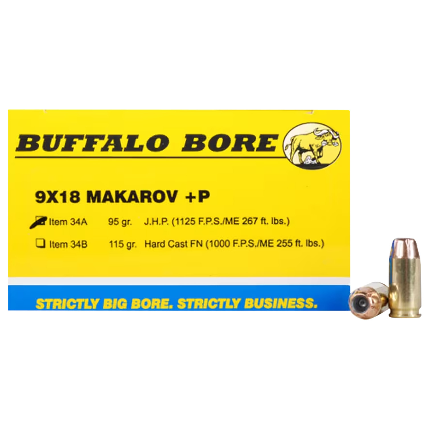 Buffalo Bore 9MM Mak +p 95GR Jacketed Hollow Point 20/12