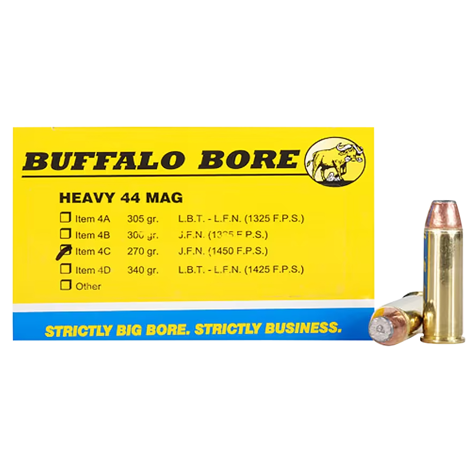 Buffalo Bore 44 Rem Mag 270 Gr Semi-jacketed Flat Point 20/12