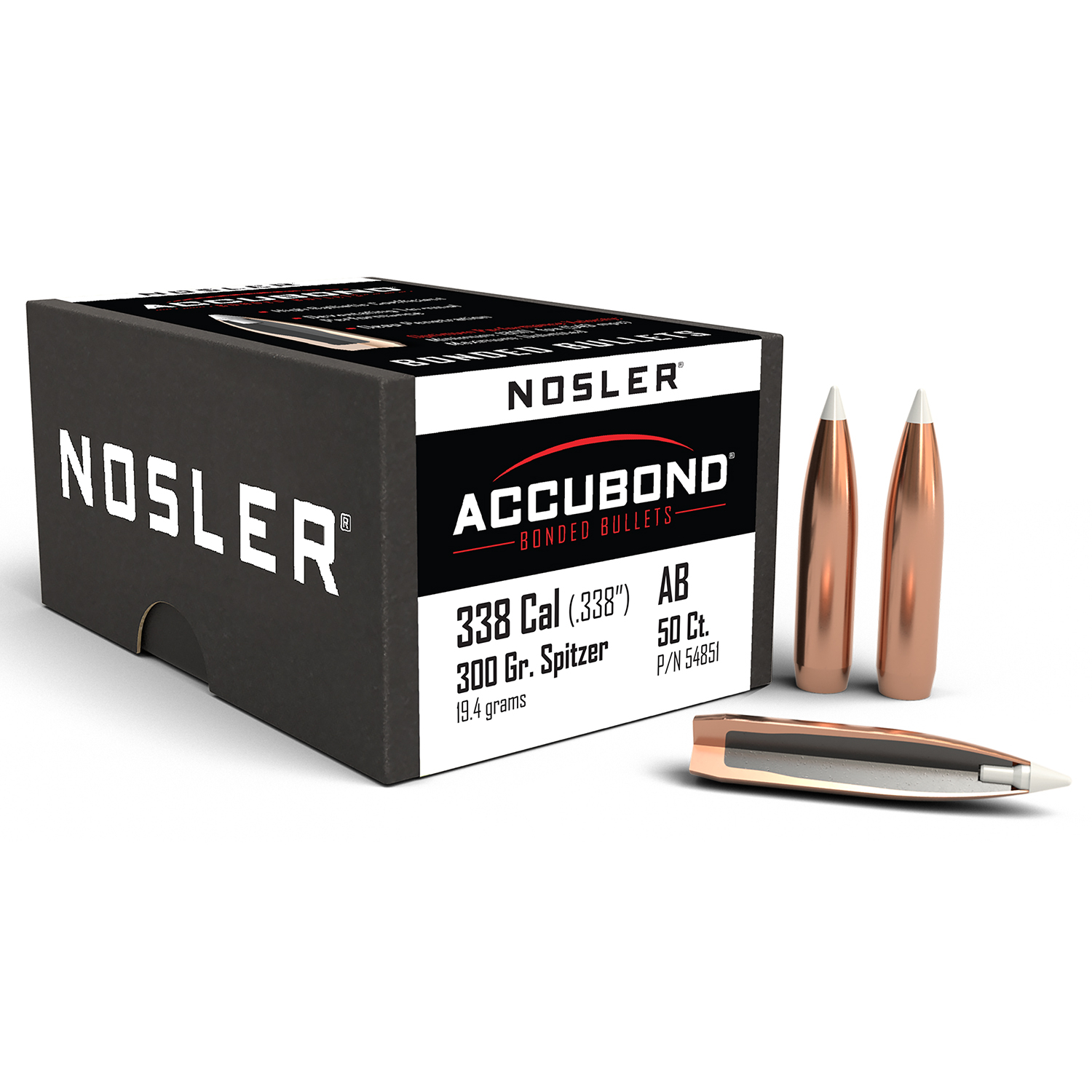 Nosler Accubond .338 Cal 300 Gr Spitzer Point 50 Pack