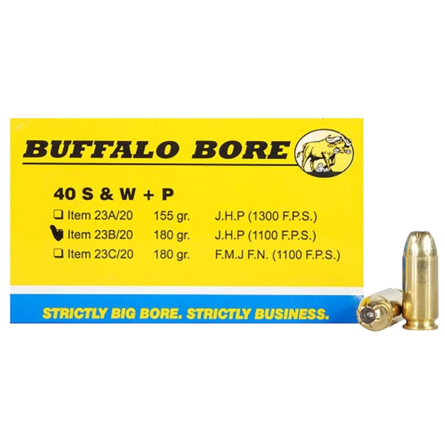Buffalo Bore Ammunition 40 S&w +p 180GR Jacket Hollow Point 20/12
