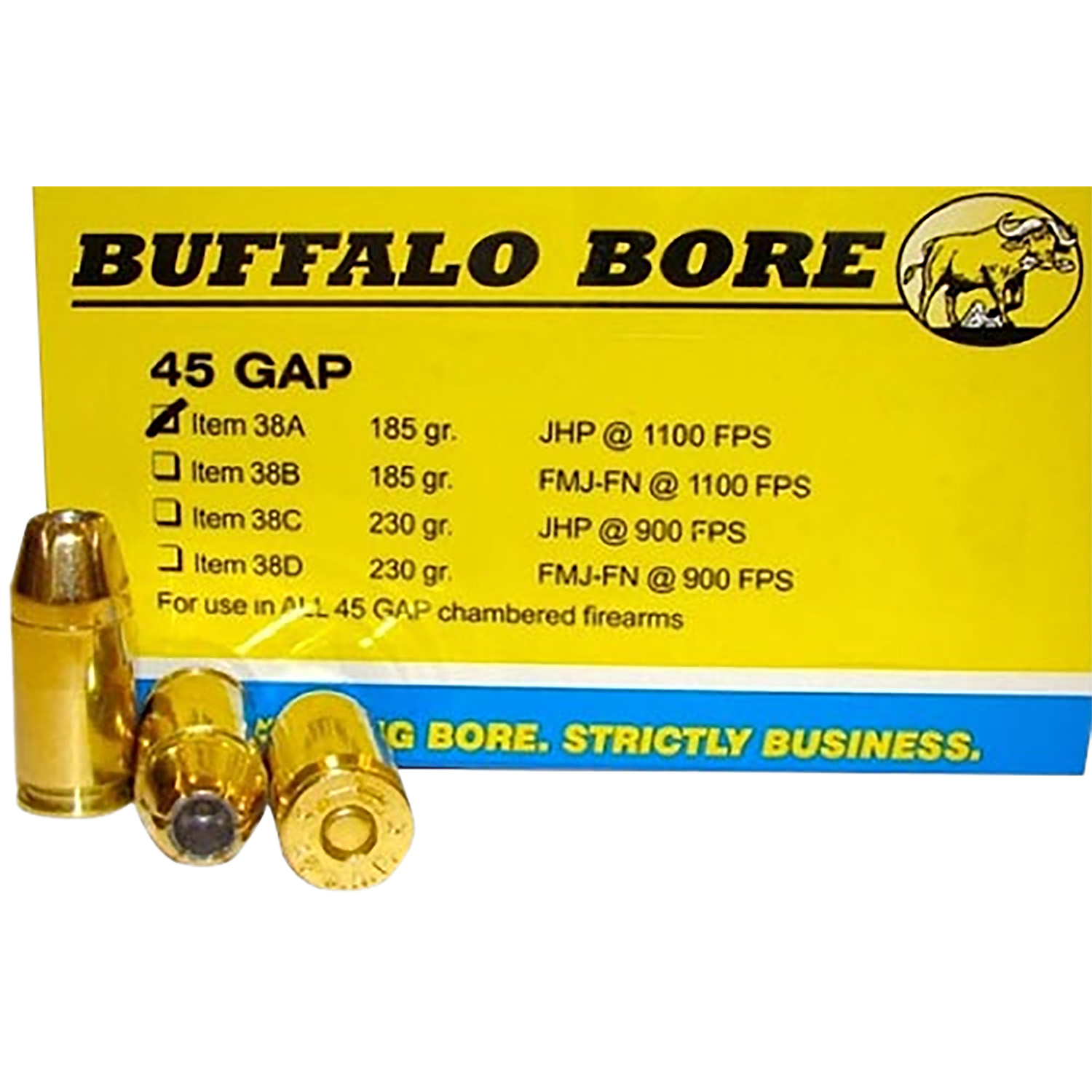 Buffalo Bore 45 Gap 185GR Jhp Personal Defense 20/12