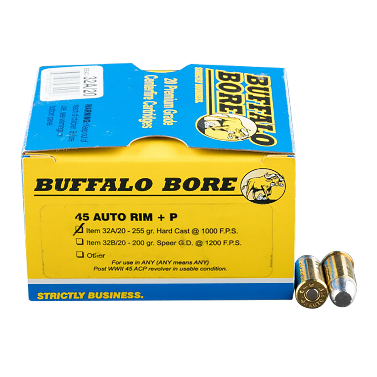 Buffalo Bore Ammunition 45 Auto Rim +p 255GR 20 Rounds