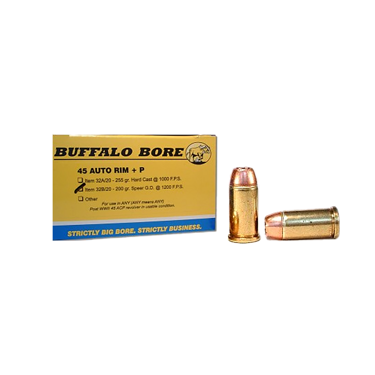 Buffalo Bore 45 Auto Rim +p 200GR Jhp 20/12