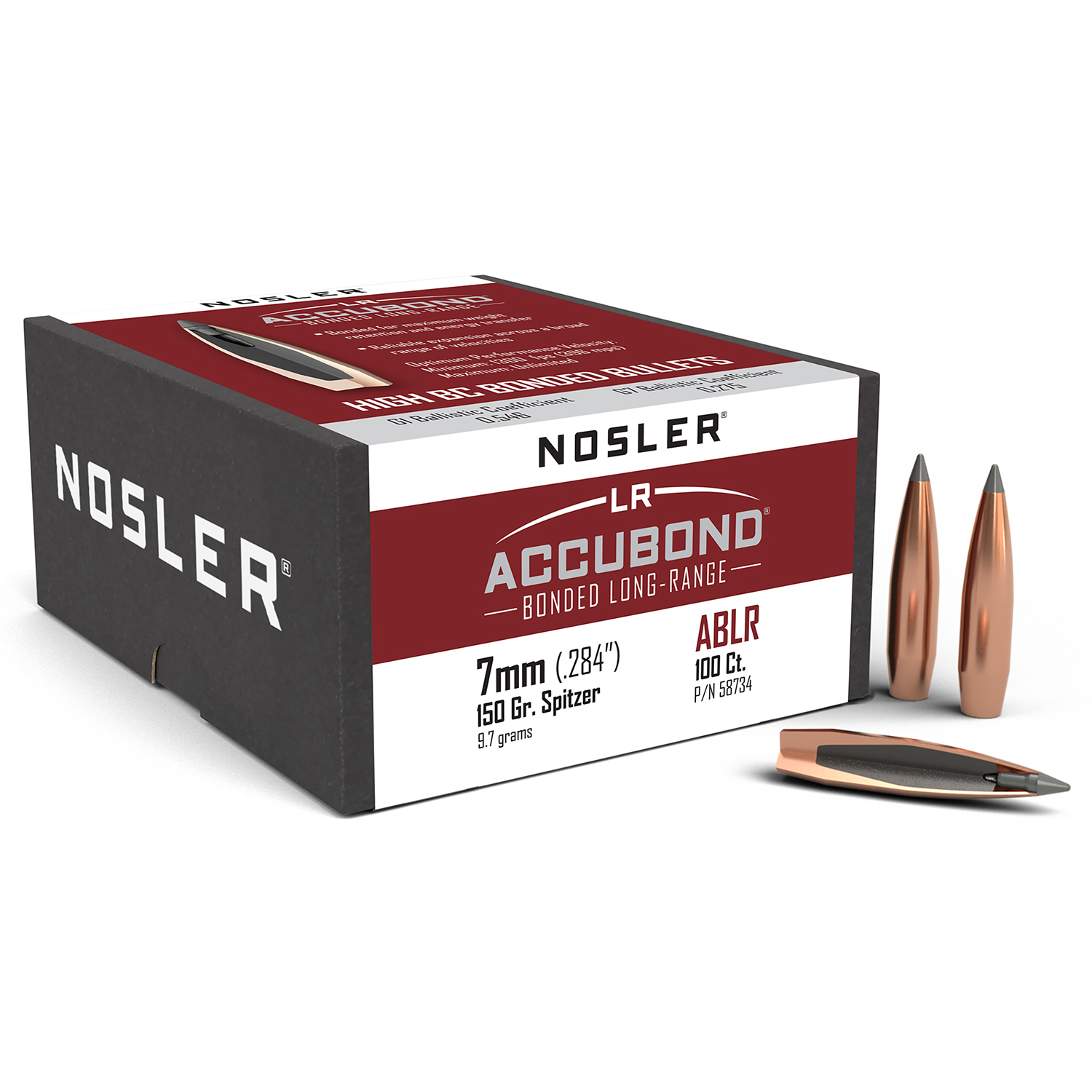 Nosler Accubond Long Range 7MM 150GR Spitzer Point 100CT