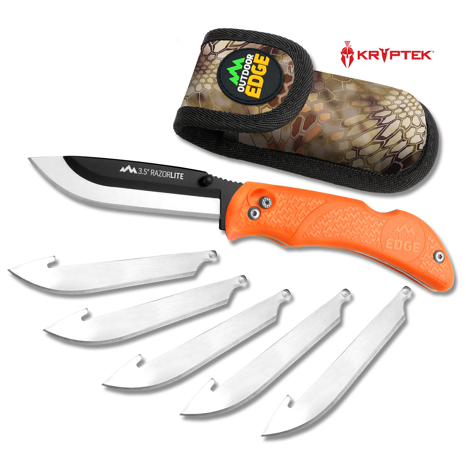Outdoor Edge Razor Blaze Folding Knife With 6 Blades - Orange Handle