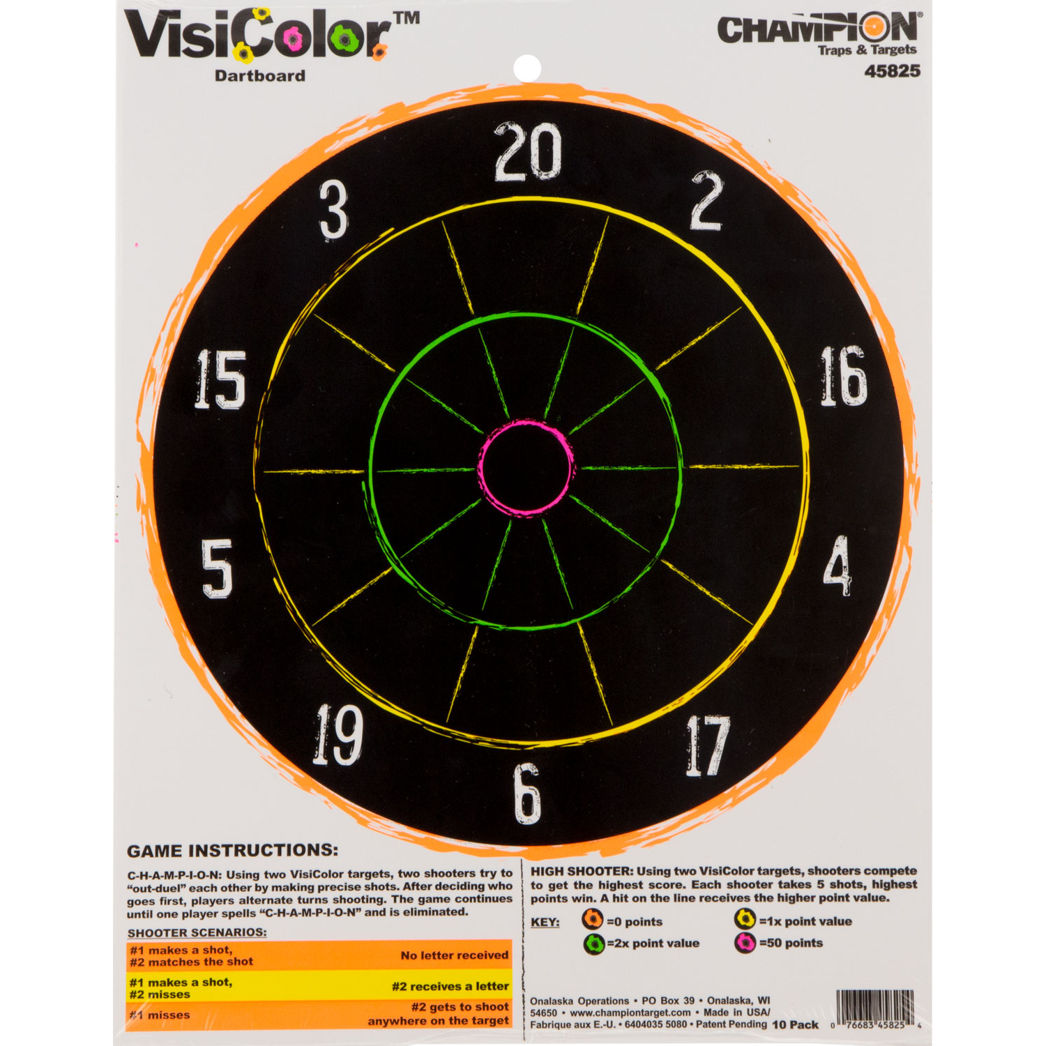 Champ Visicolor Target Dartboard 11X14 - 10 Pack