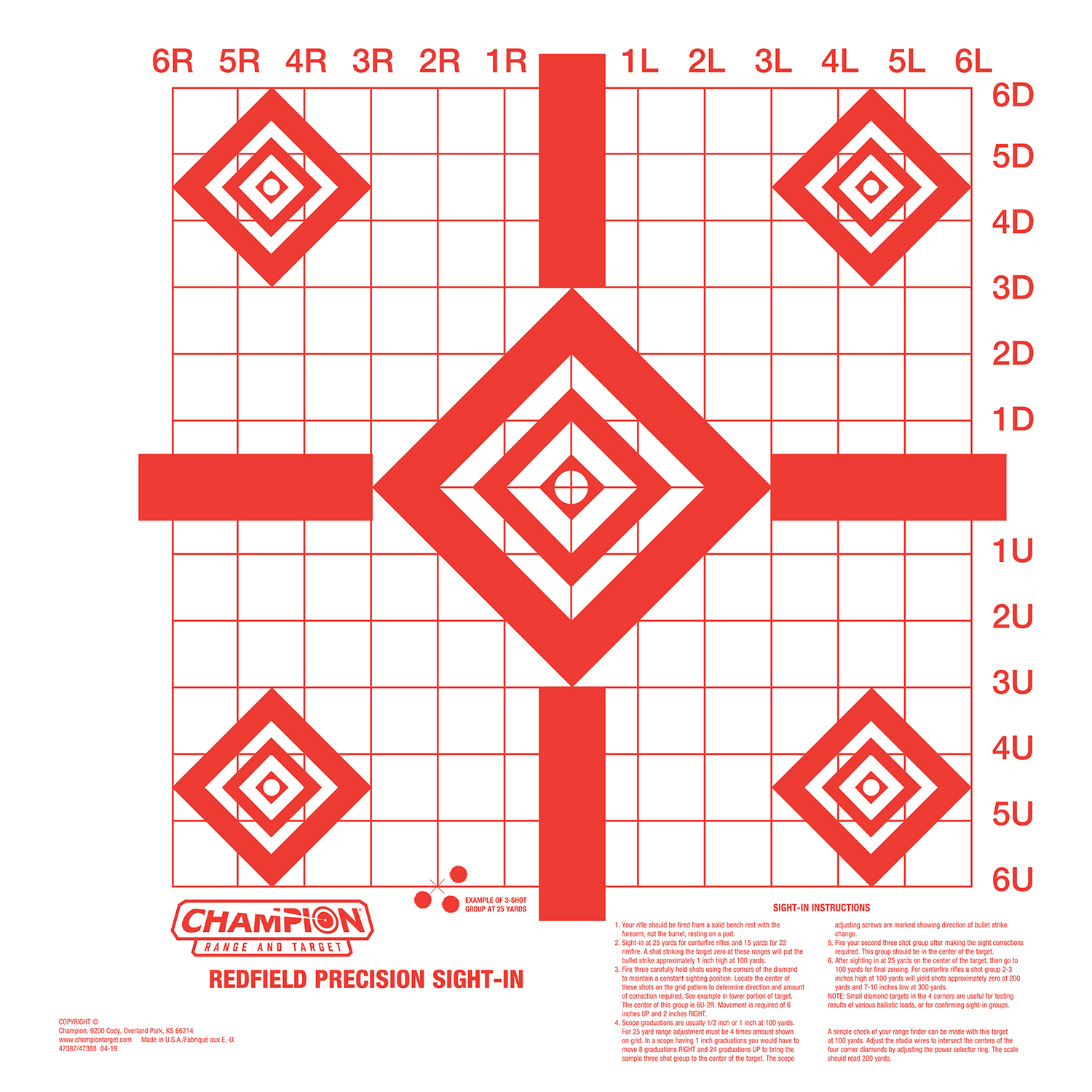 Champion Redfield Precision Sight-in Target 10 Pack