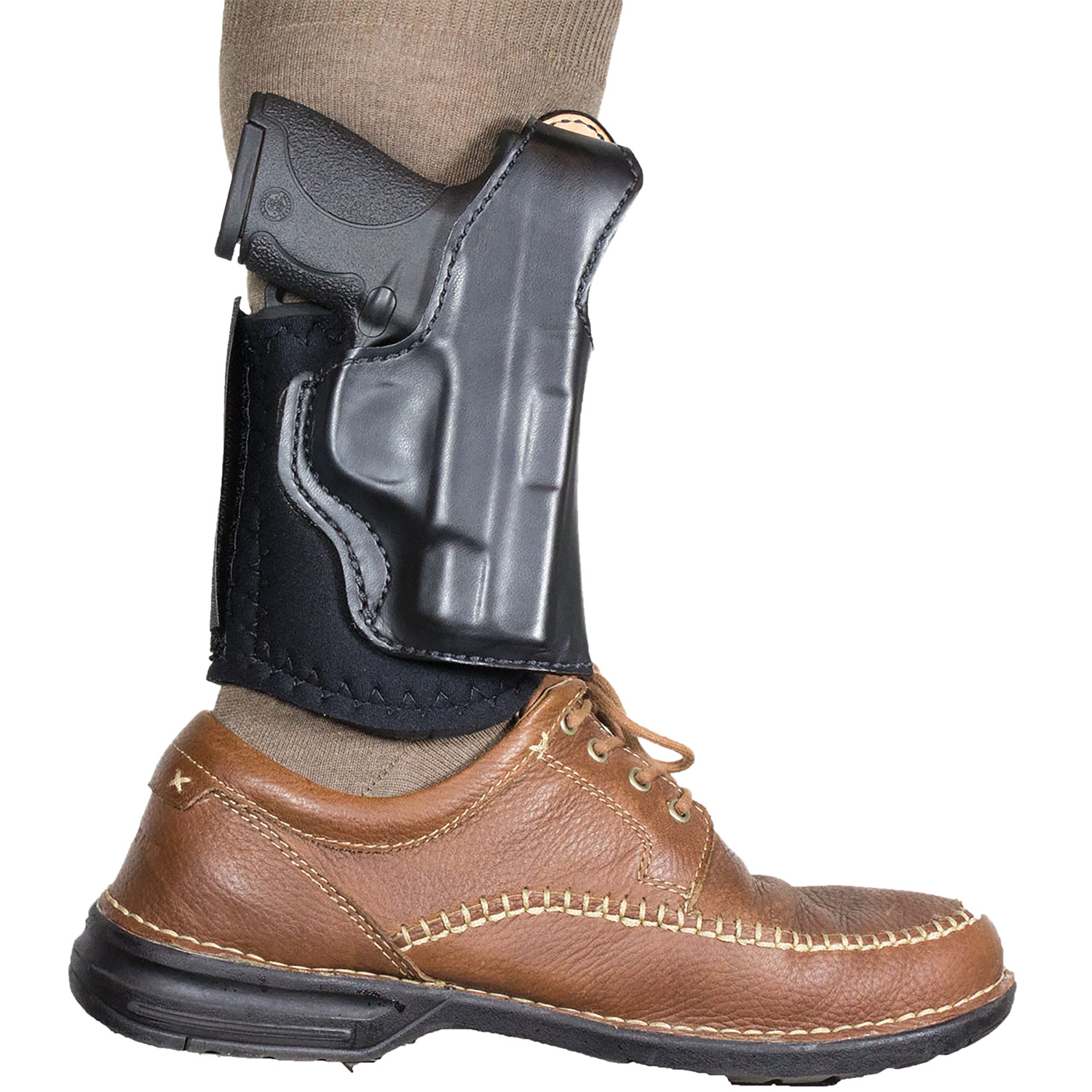Desantis Die Hard Ankle Rig Black Leather Fits S&w Bodyguard 380 Right Hand