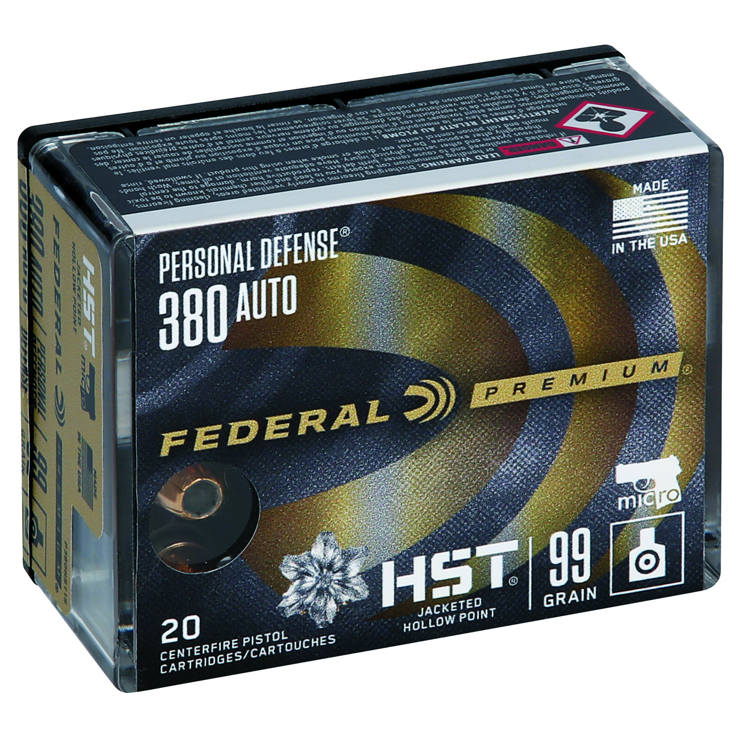 Federal Premium 380 Acp 99GR Hst Jhp 20RD
