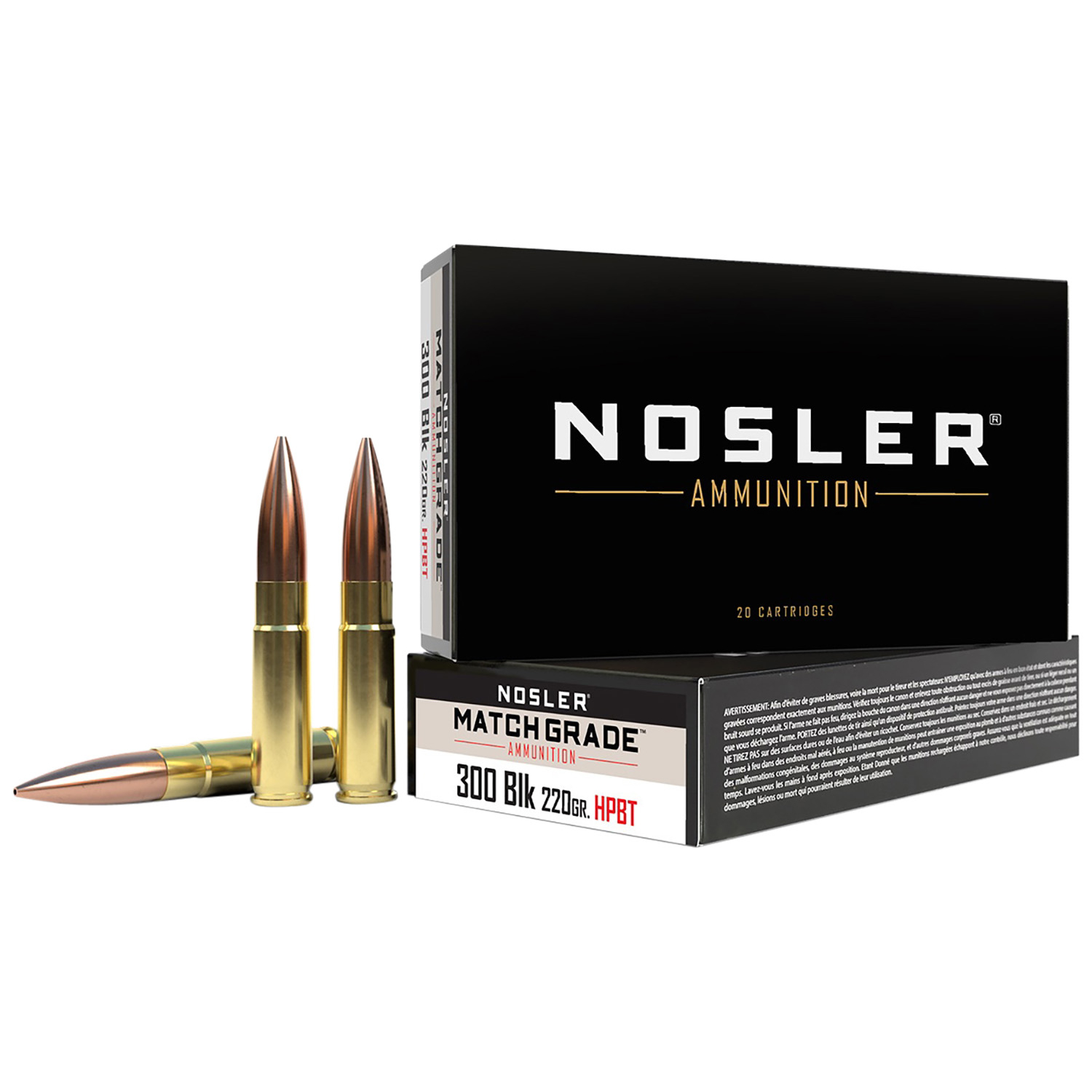 Nosler 300 Blackout Match Grade Ammo 220 Gr. 20 Rd.