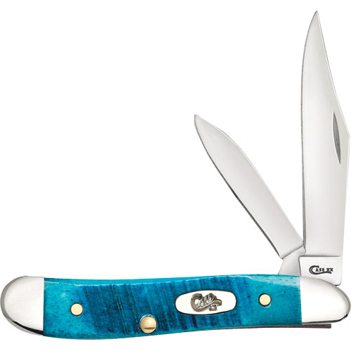 Case Peanut Caribbean Blue Bone Sawcut Knife