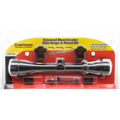 Traditions 3-9X40 Matte Scope With Rings and Base