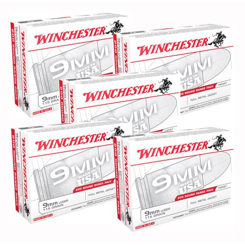 Winchester 9MM Luger 115GR 1000RD Case Lot