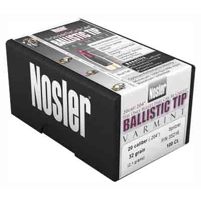 Nosler .204 Cal 32 Gr Ballistic Tip Varmint Bullets 100 Ct