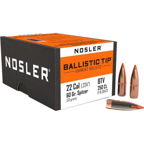 Nosler Bullets 22 Cal .224 60GR Ballistic Tip 250CT