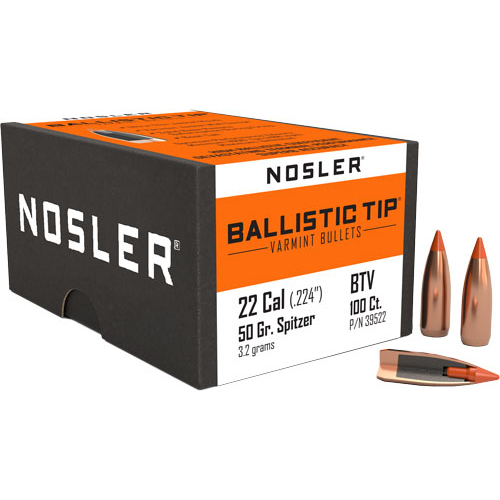 Nosler Ballistic Tip Varmint Bullets .22 Cal 50 Gr 100 Pk.