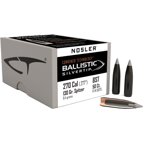 Nosler Ballistic Silvertip .270 Cal 130 Gr Spitzer 50 Pack