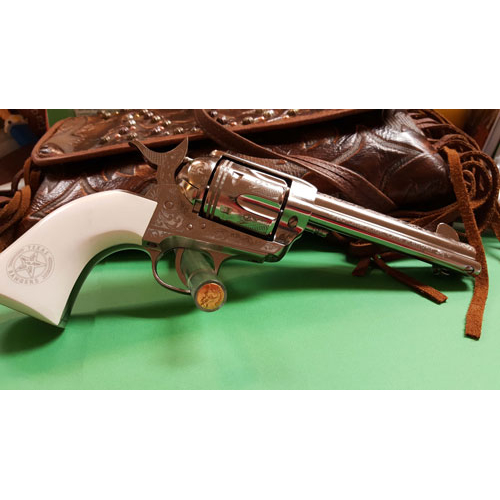 Cimarron Frontier 45LC Revolver 4.75 Nickel Engraved 6-SHOT